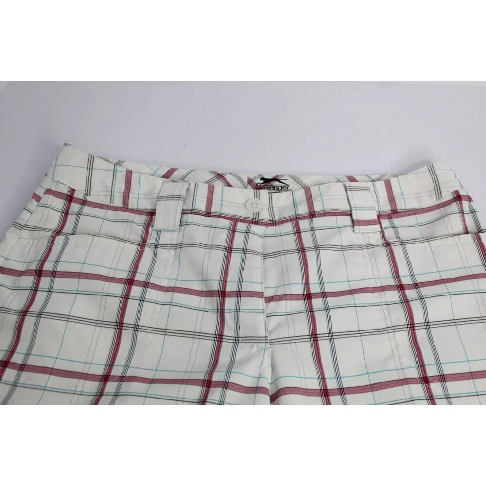 SLAZENGER Plaid Golf‎ Shorts Women's 6 White Pink Athletic Stretchy Pickleball